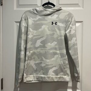 Boys Underarmor White Gray Camo Print Hoodie